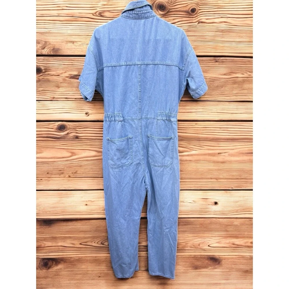 Free People Marci Jumpsuit Medium Light‎ Blue Denim One Piece Boilersuit Casual